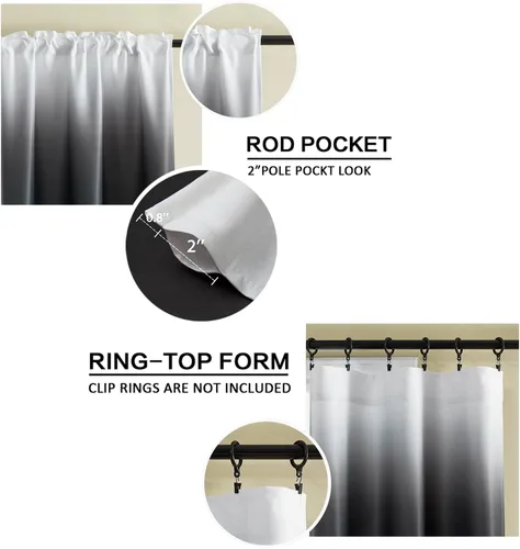 Vista 3 de XTMYI Cortinas Cubiertas para Debajo del Fregadero para Gabinete Negro, Modernas Cortinas Ombre Impermeables para Ventana Pequeña de Baño Cocina