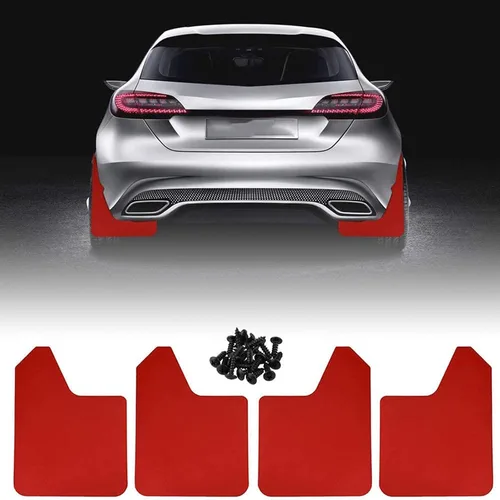 Vista 8 de RULLINE - Aletas de barro para automóvil, ajuste universal, color negro, 4 unidades, guardabarros, con 20 clips de remache de sujeción de 0.236