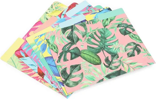 Vista 7 de Paper Junkie Carpetas decorativas para archivos, paquete de 12, tamaño carta, tropical, carpetas y bolsillos de cartulina, pestañas de corte 1/3