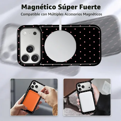 Vista 7 de KANGHAR Compatible con iPhone 17 Pro Case Spot Pattern - Negro Mancha rosada negra