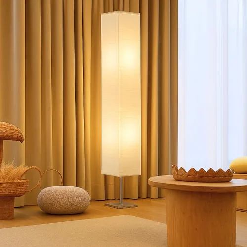 Vista 3 de LIGHTACCENTS Juego de 2 lámparas de pie de papel de arroz - Lámparas de pie modernas con base cromada y pantallas de papel blanco - Iluminación
