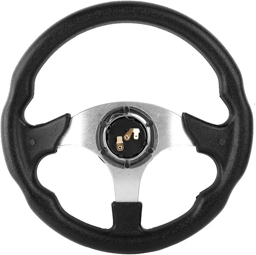 Vista 6 de Volante de 13 pulgadas, ajuste universal para autos deportivos y de deriva de cuero sintético, diseño de carreras azul, agarre y control mejorados