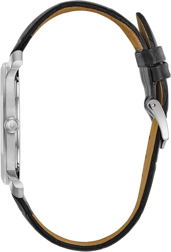 Vista 2 de Bulova Men's Classic 3-Hand Quartz Black Leather Strap Watch, Roman Numeral Markers, 41mm