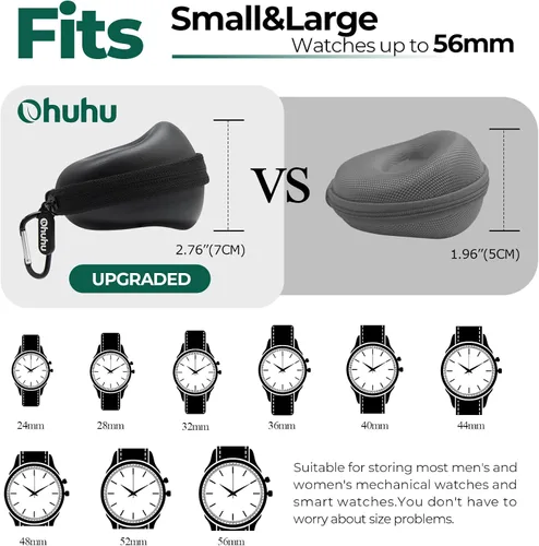 Vista 2 de Ohuhu Funda de reloj de viaje para hombres y mujeres, organizador portátil de almacenamiento de reloj individual con diseño elevado de 2.205 in