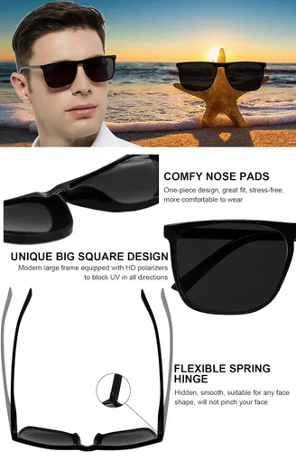Vista 4 de MARE AZZURO Gafas de sol polarizadas de gran tamaño para mujeres y hombres, para conducir, pesca, deportes, protección UV400, para fiesta, playa, sol