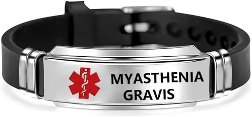 Vista 7 de NanMuc Pulsera de identificación de alerta médica roja de primeros auxilios de emergencia grabada con láser Alerta de salud ajustable pulsera