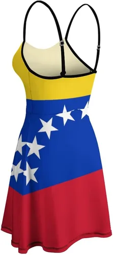 Vista 5 de Vestido de tirantes con bandera de Venezuela, a la moda, mini vestido de verano sin mangas para mujer