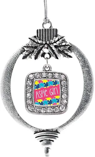 Vista 186 de Inspired Silver - Adorno con dije de reina de rodillo - Adornos navideños cuadrados de plata con joyas de circonita cúbica