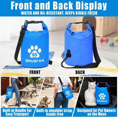 Vista 3 de Bolsa de almacenamiento de alimentos para mascotas con cierre enrollable (32 tazas), bolsa de viaje de comida para perros, contenedor impermeable