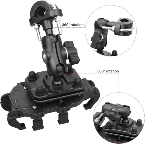 Vista 2 de Soporte de teléfono para motocicleta con amortiguación de vibración, diseño de rotación de 360 grados, soporte de teléfono para bicicleta y más