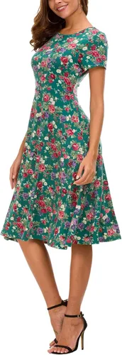 Vista 3 de Urban CoCo Vestido de manga corta, acampanado con estampado floral para mujer