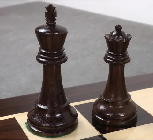 Vista 5 de Royal Chess Mall - Juego de piezas de ajedrez Leningrado Staunton - Palisandro y boj - 4" King