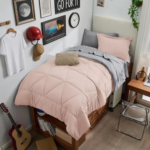 Vista 28 de BEDELITE Juego de ropa de cama con edredón tamaño individual de 5 piezas, reversible, en una bolsa - Juego de cama de lujo suave de microfibra