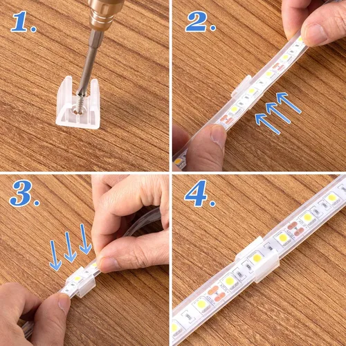 Vista 4 de Pndeyo Clips de tira de luz LED con tornillos, 100 piezas, clips de luz de cuerda para exteriores, clips de montaje de neón, soporte de abrazadera