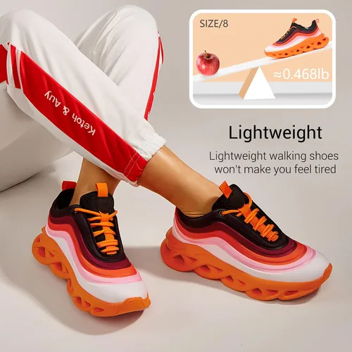 Vista 3 de LUCKY STEP Tenis de moda para mujer con plataforma gruesa teñido anudado arcoíris