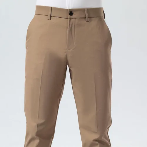 Vista 9 de Plaid&Plain Pantalones de vestir para hombre Slim Fit Stretch Khaki Pantalones sin arrugas