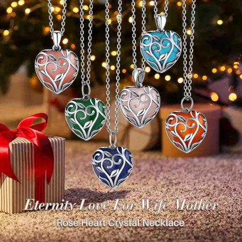 Vista 9 de Bestyle Collar de cristal curativo envuelto en árbol de la vida, colgante de piedra natal de 12 meses para parrillas de mujer, joyería de piedras
