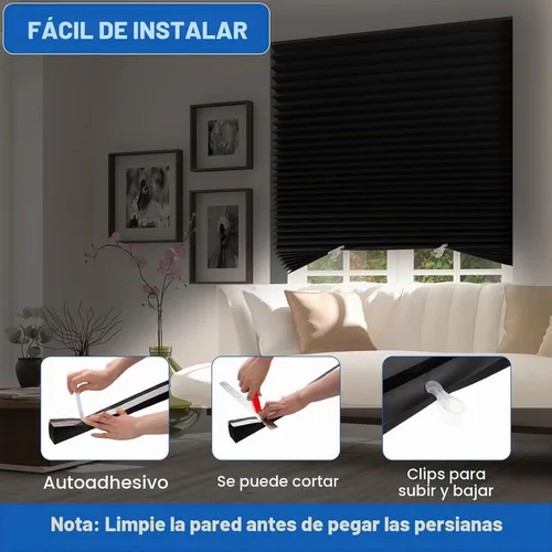 Vista 4 de Persianas de papel opacas de 36 x 72 pulgadas, paquete de 6 unidades, temporales, inalámbricas, autoadhesivas, sin taladro, cubierta plisada