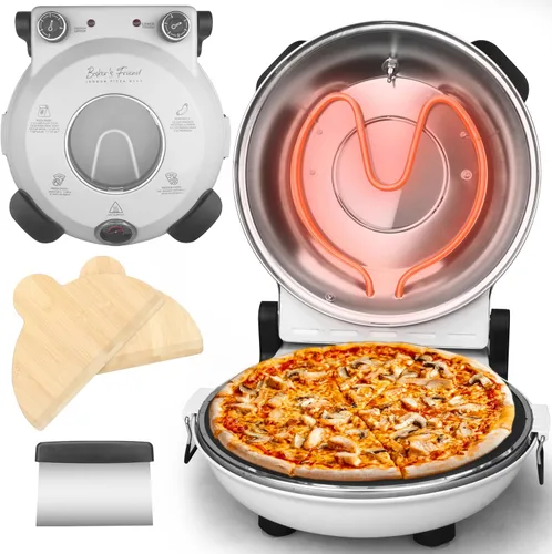 Vista 9 de Horno de pizza eléctrico de Baker's Friend para encimera interior, máquina de 12 pulgadas para el hogar, cocedor y parrilla, horno de piedra