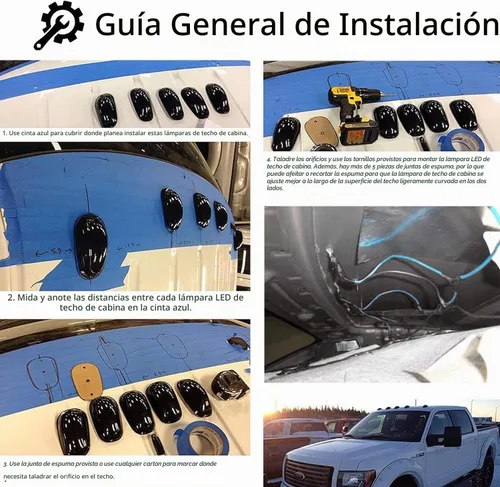 Vista 6 de iJDMTOY 5 luces LED ámbar para techo de cabina compatibles con camiones SUV 4x4 (lámparas de lente transparente)