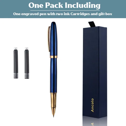 Vista 5 de Ancolo Pluma estilográfica de negocios de lujo personalizada con caja de bolígrafo, bolígrafos de calidad, cuerpo de metal, personalizado