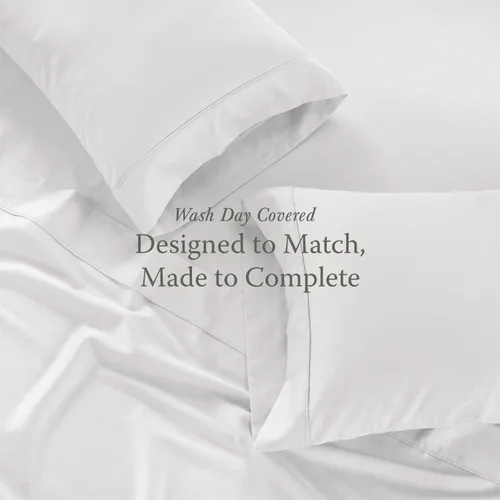 Vista 4 de Threadmill Fundas de almohada tamaño estándar, juego de 2 - 100% algodón puro de 300 hilos, tejido de satén, color blanco, ultra suaves y cómodas