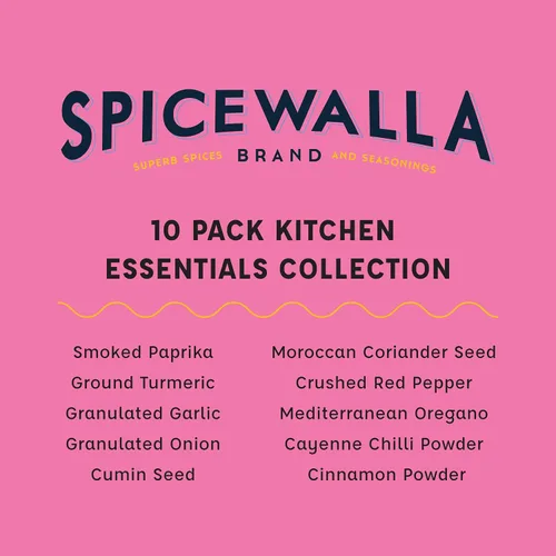 Vista 5 de Spicewalla Juego de especias y condimentos esenciales, paquete de 10 variedades, ajo, cebolla, pimentón, pimiento rojo triturado, orégano y más