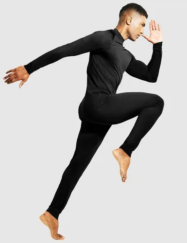 Vista 5 de MIER Camiseta de manga larga con cuello alto falso para hombre, ligera, de compresión, para correr, atletismo, entrenamiento, camiseta de rendimiento