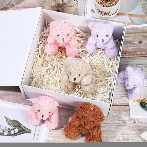 Vista 4 de Sotiff 12 piezas de mini oso de peluche de 4 pulgadas, oso de peluche a granel, llaveros de animal de Navidad, muñecas de adorno para regalo