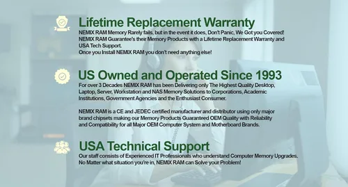 Vista 5 de Memoria RAM UDIMM NEMIX sin búfer UDIMM NEMIX de 16 GB 1X16GB DDR5 5600MHz PC5-44800 1Rx8 1.1V CL46 288-PIN ECC sin búfer
