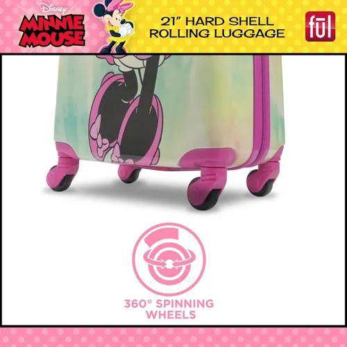Vista 6 de FUL Disney Minnie Mouse - Equipaje rodante para niños de 21 pulgadas maleta rígida con ruedas color rosa Rosado Disney Minnie Mouse - Maleta de mano