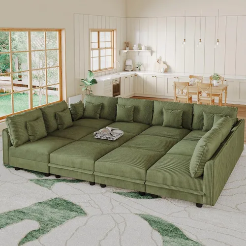 Vista 15 de LLappuil Sofá cama modular con diván de almacenamiento, sofá cama modular de pana para sala de estar, apartamento, beige