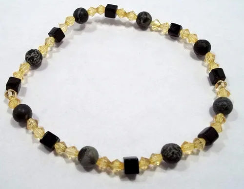 Vista 3 de Pulsera elástica de jaspe camafeo de 7 pulgadas