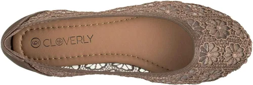 Vista 3 de CLOVERLAY Women's Ballet Shoe Floral Breathable Crochet Lace Ballet Flats