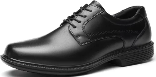 Vista 6 de SVNKE - Zapatos de vestir casuales con cordones para hombre, con puntera cuadrada, zapatos formales para caminar, negocios, zapatos cómodos para boda