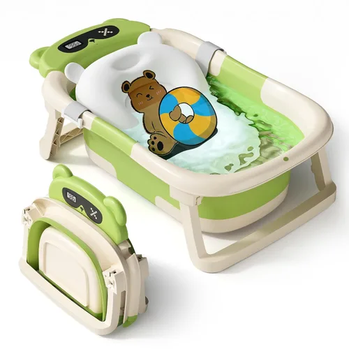 Vista 15 de AVIDOR Bañera de bebé 2 en 1 con soporte para recién nacidos y bebés, bañera plegable para bebés, regalos de baby shower para nuevos padres, gris