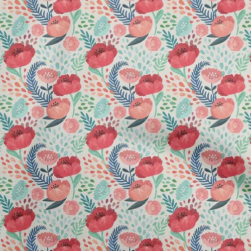 Vista 8 de oneOone Tela de algodón flexible beige flora DIY ropa acolchado tela impresión tela por Yard 40 pulgadas de ancho -L2