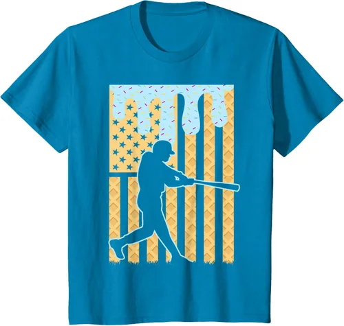 Vista 86 de Camiseta de béisbol Drip Boys Dripping Ice Cream Baseball American Flag, Negro -, Pequeña