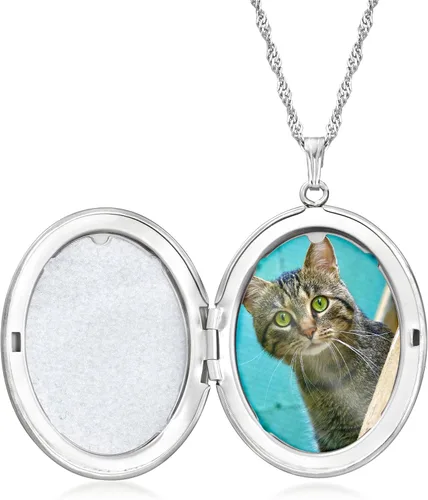 Vista 3 de Ross-Simons Sterling Silver Personalized Floral Locket Necklace