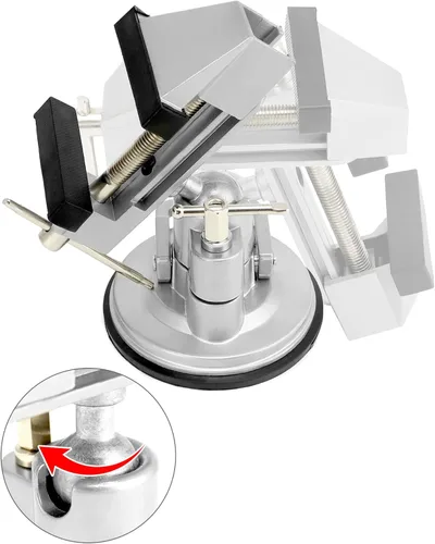 Vista 2 de QWORK Tornillo de base de vacío portátil con rotación multiángulo, tornillo de pivote de 3.15 pulgadas de ancho de mandíbula tornillo de banco