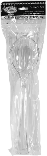 Vista 2 de Lillian - Utensilios de plástico transparente para servir, juego desechable surtido para fiestas, paquete de 3