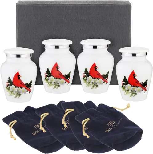 Vista 10 de BOLD & DIVINE Urna para adultos, urna de cremación de pájaro cardenal rojo Urna conmemorativa para adultos, entierro, urnas de cremación fúnebre