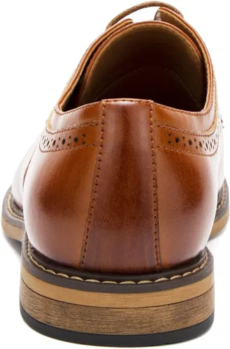 Vista 3 de Temeshu Zapatos de vestir casuales con cordones Oxford para hombre, zapatos de negocios modernos formales clásicos DS08