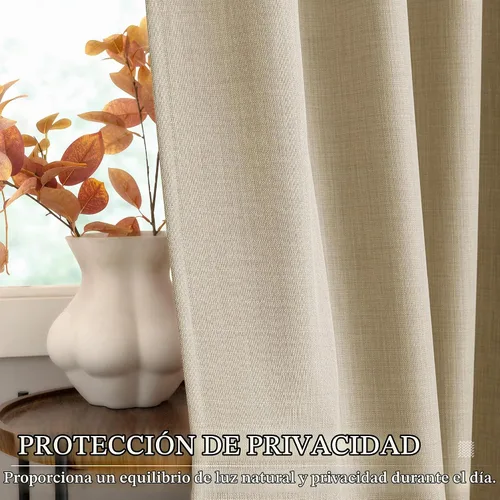 Vista 3 de Cortinas de avena con ojales DUKIYO de 96 pulgadas de largo para sala de estar, comedor, juego de 2 paneles, cortinas de arena y beige