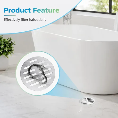 Vista 5 de 3.9 Inch Shower Drain Cover Round Showers Drains Strainer Grid