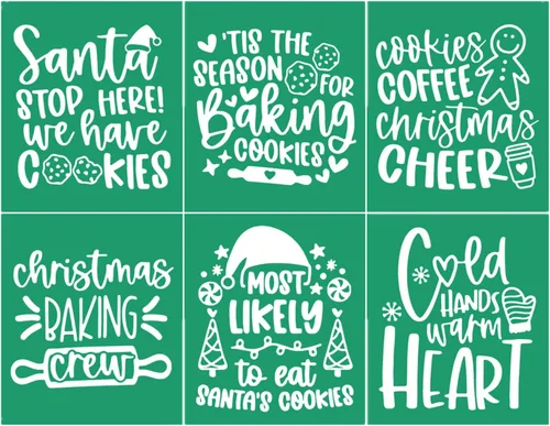 Vista 20 de 17 plantillas de pantalla de seda de Navidad con juego de pasta de tiza, mini espátulas, plantillas adhesivas reutilizables de Navidad