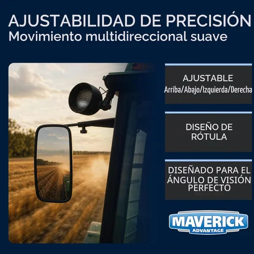 Vista 2 de Maverick Advantage Espejo retrovisor de 7" x 12" con soporte de abrazadera