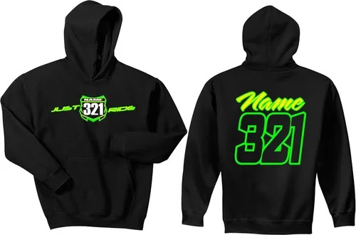 Vista 2 de JUST RIDE Motocross Number Plate - Sudadera con capucha personalizada