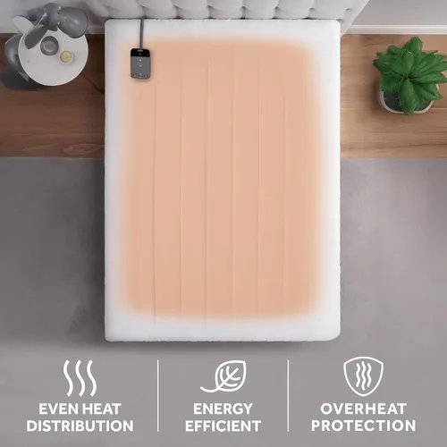 Vista 5 de Sunbeam - Funda para colchón con poliéster y conexión Wi-Fi, cobija eléctrica, 10 ajustes de calor, tamaño individual