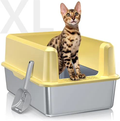 Vista 11 de WoofiGo Caja de arena cerrada de acero inoxidable para gatos con tapa, caja de arena extra grande XL para gatos grandes, bandeja de arena de metal